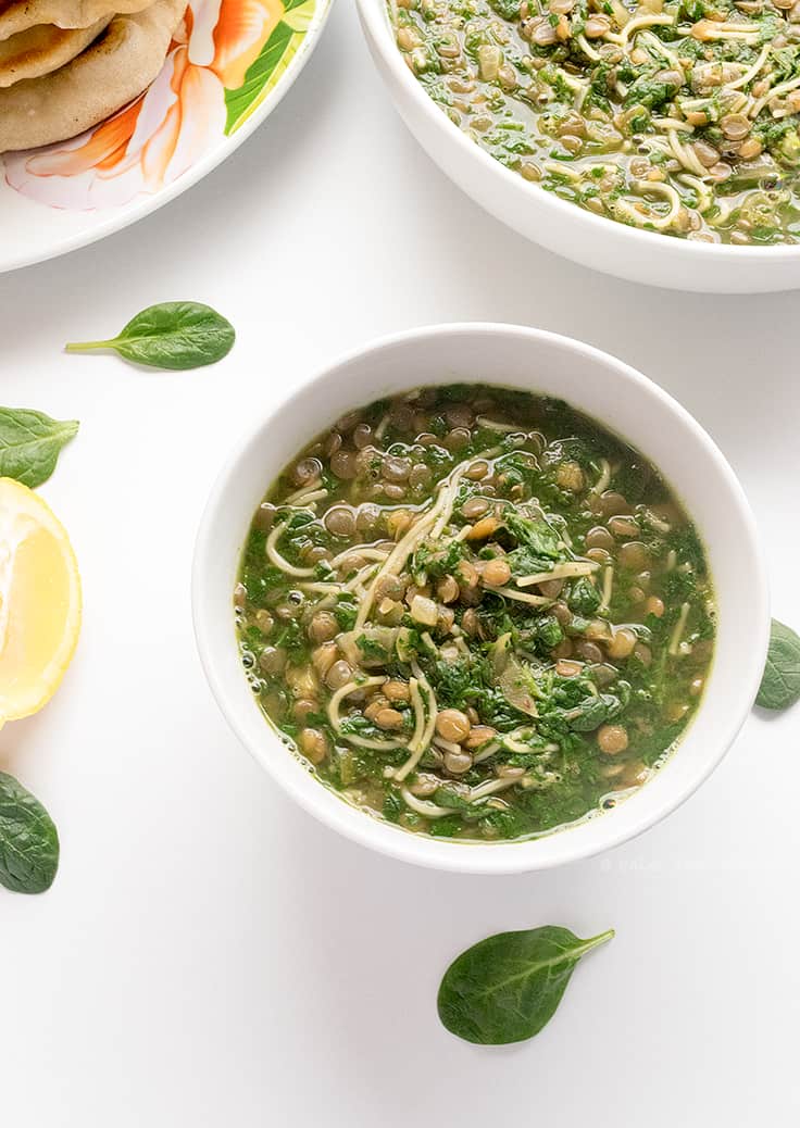 lentil, spinach vermicelli soup