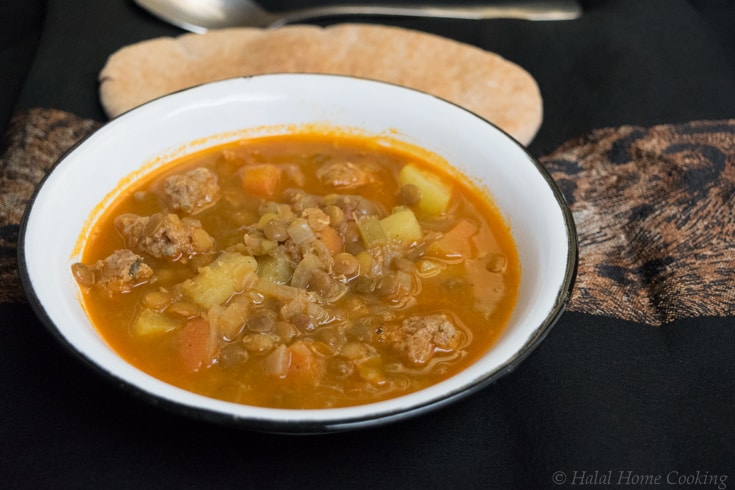 meatball, lentil & veg soup